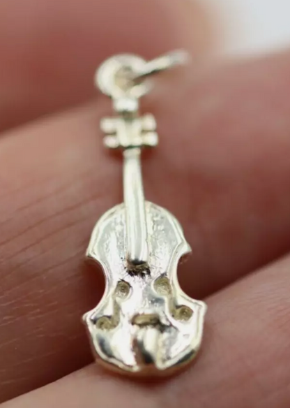 Sterling Silver 925 Music Violin Pendant /  Charm