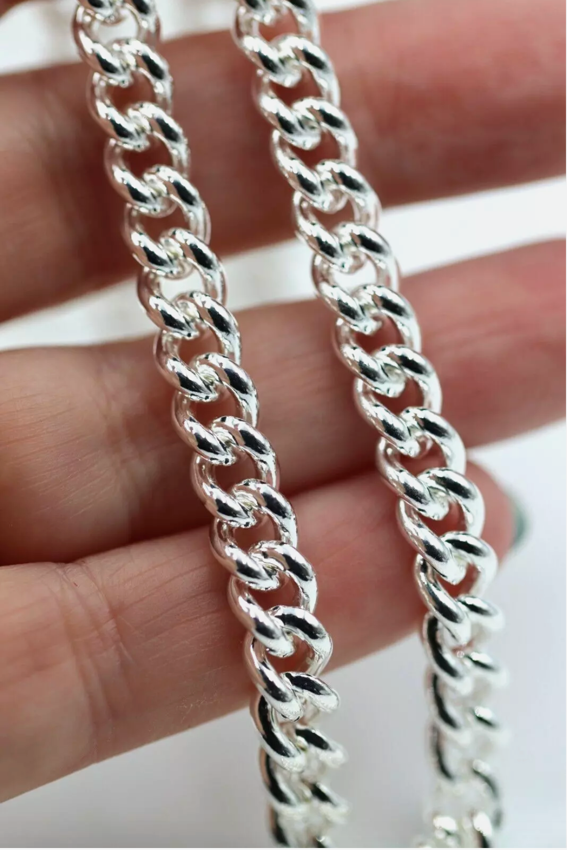 Sterling Silver 925 Heavy Kerb Curb Chain Necklace 50cm 71.2grams T-Bar