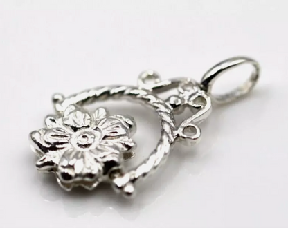 Genuine New Fancy Sterling Silver 925 Flower Spinner Pendant