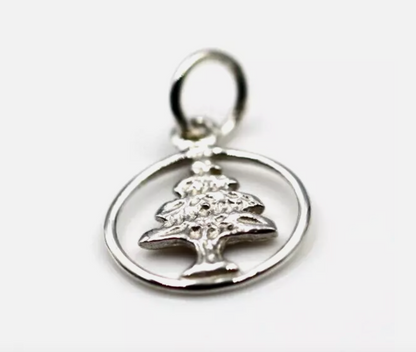 Sterling Silver 925 Small Cedar Tree of Lebanon Pendant / Charm