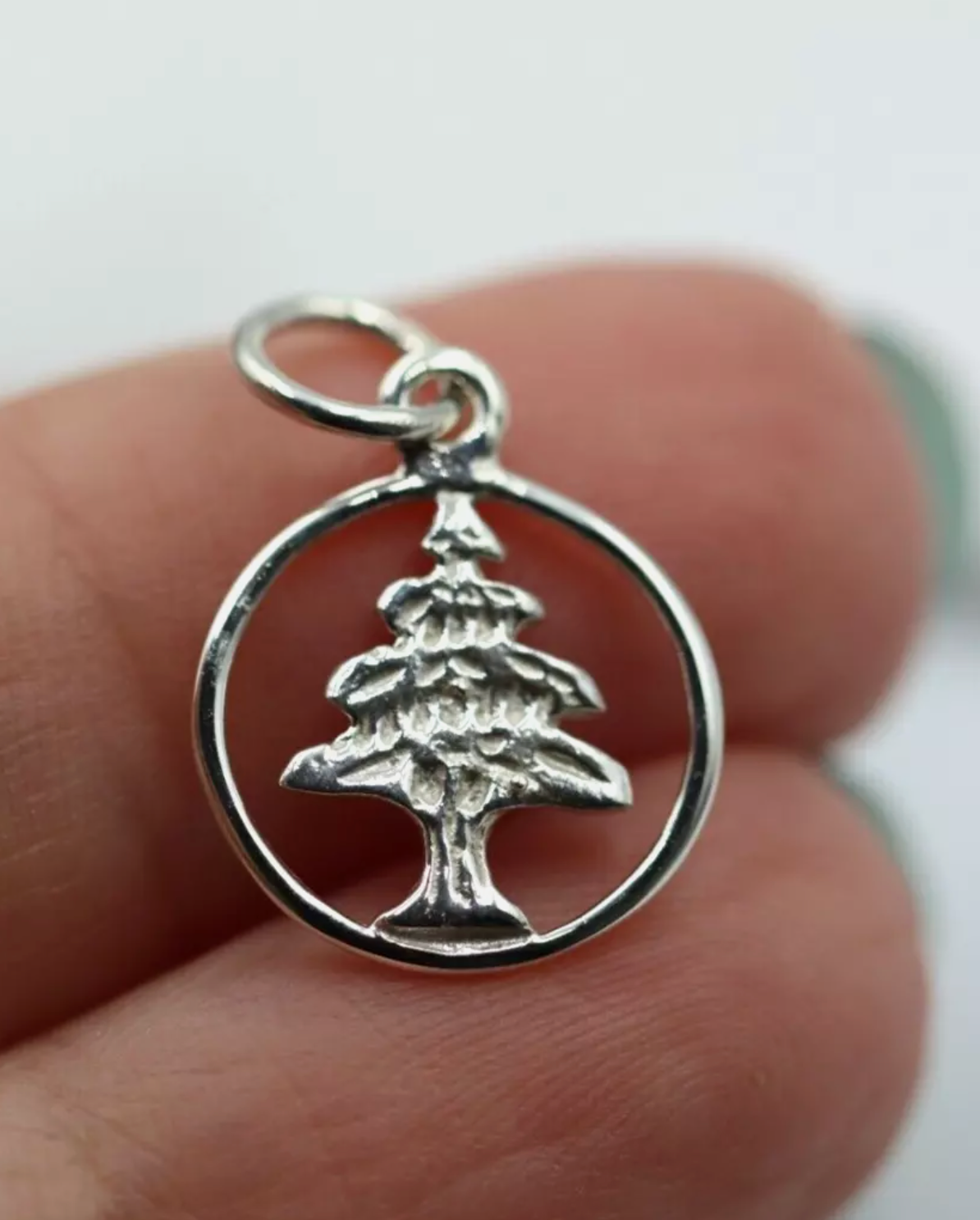 Sterling Silver 925 Small Cedar Tree of Lebanon Pendant / Charm