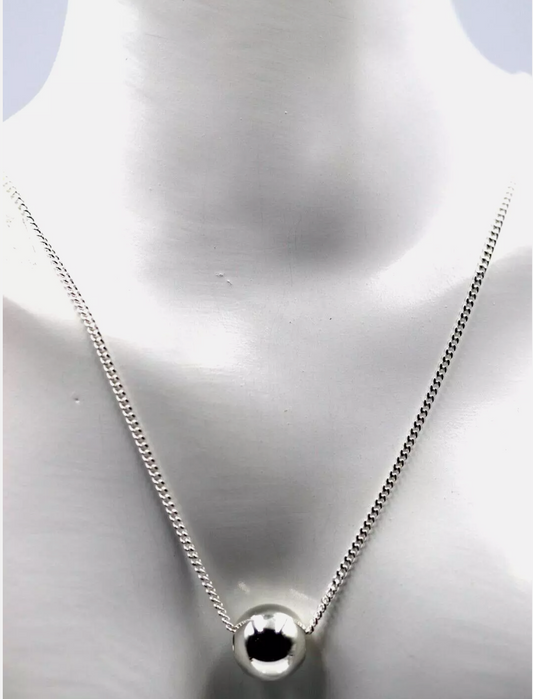 Genuine Sterling Silver 925 Ball Slider & Pendant + 50cm Chain