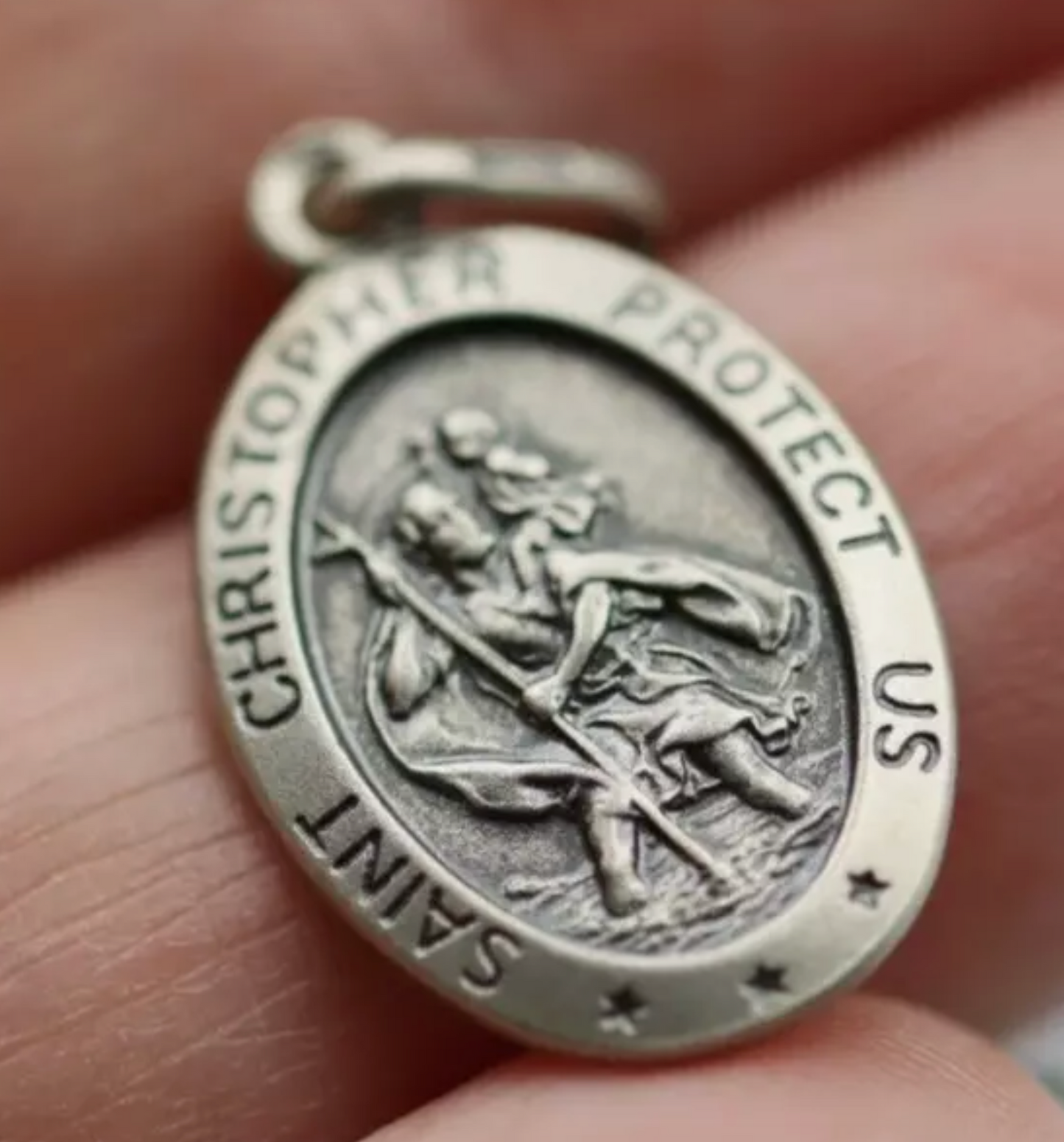 Sterling Silver 925 Oxidised St Christopher Pendant Charm Travel Saint