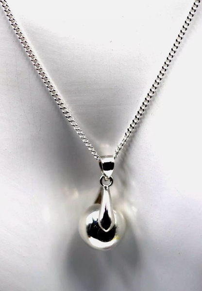 Sterling Silver Curb Necklace Chain 50cm +12mm Spinner Ball Pendant