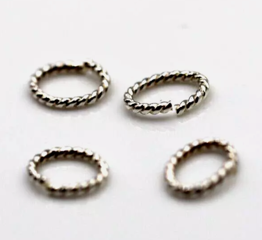 Sterling Silver Oval 9.8mm x 8mm ID Oval Fancy Twist-Wire Jump Ring