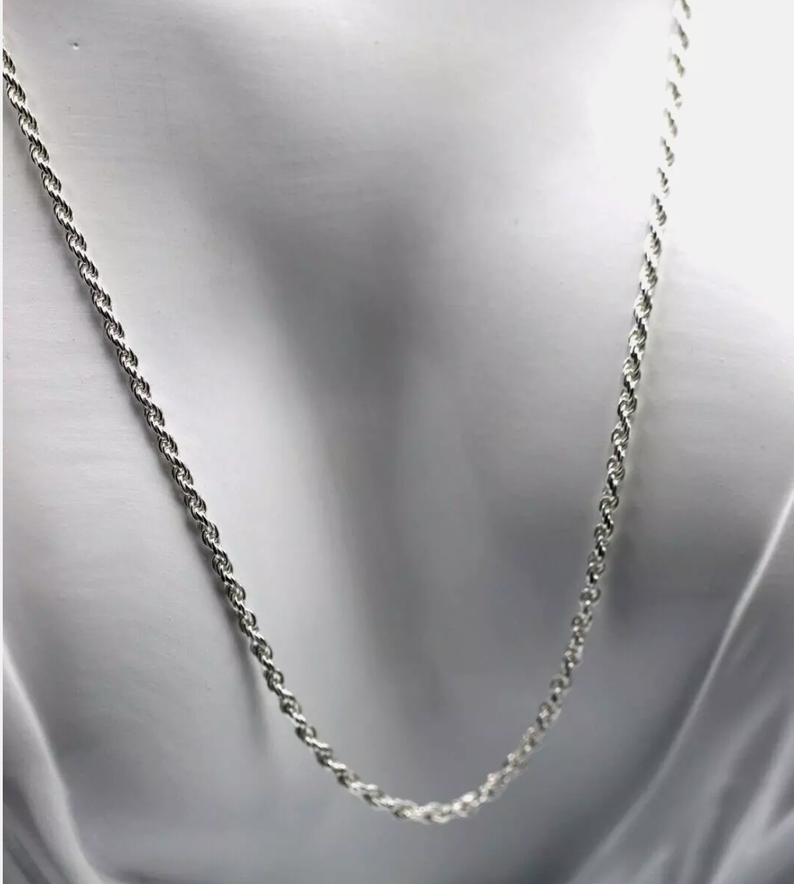Sterling Silver 925 75cm Diamond-Cut French Rope Chain Necklace Adjust ...