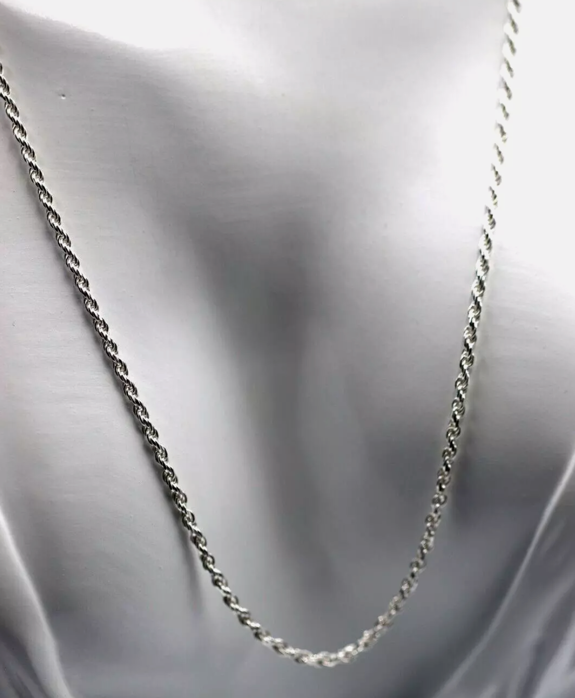French Rope Style Chain Sterling Silver 925 75cm Diamond-Cut French Rope Chain Necklace Adjust ...