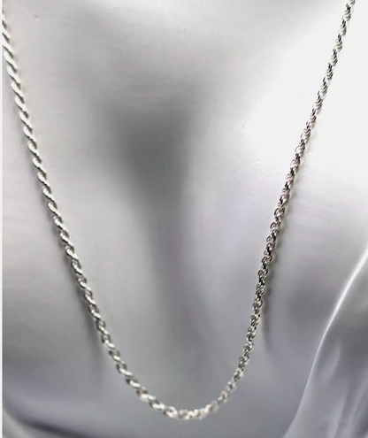 Sterling Silver 925 75cm Diamond-Cut French Rope Chain Necklace Adjustable