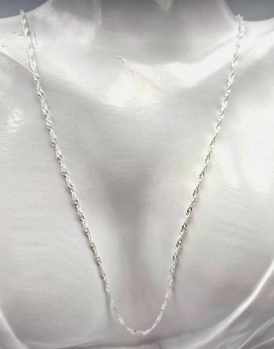 Sterling Silver 925 1.5mm Singapore Chain Necklace 50cm