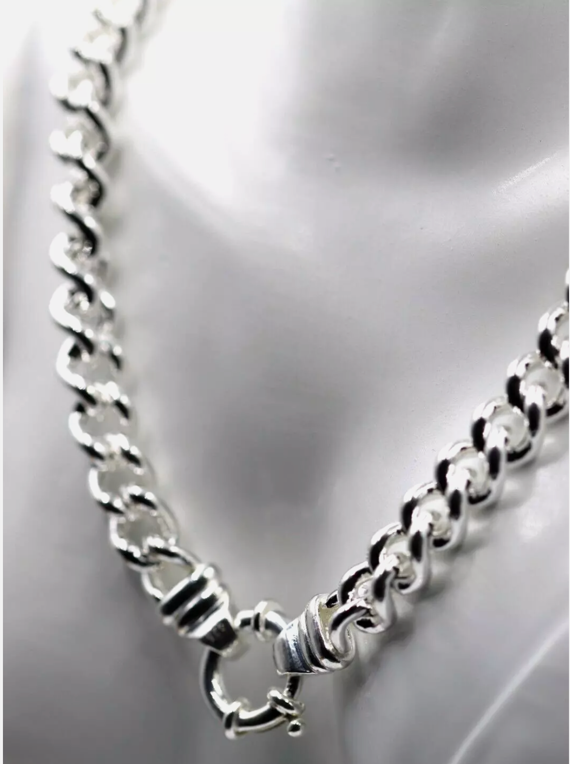 167g Solid Very Heavy Sterling Silver 925 Round Curb Bolt Ring Necklace Chain