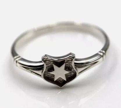 Small Sterling Silver 925 Shield Signet Ring - Engraved With Star