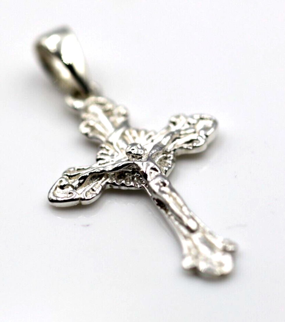 Sterling Silver 925 Cross 3D Christian Jesus Christ Crucifix Necklace