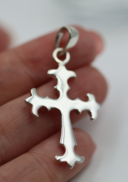 Sterling Silver 925 Antique Gothic Fancy Cross Pendant