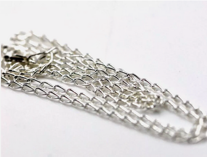 Sterling Silver Long Link Curb Diamond Cut Chain Necklace 45cm, 50cm or 55cm 2.1mm Wide