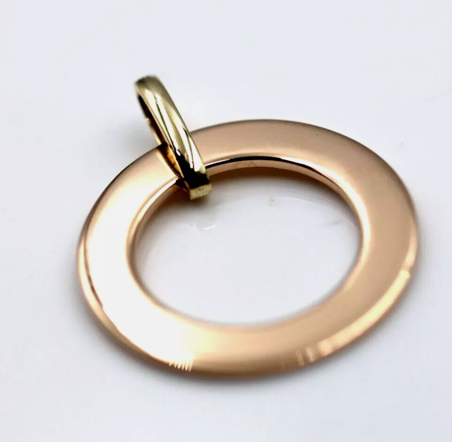 Genuine Solid Two Tone 9ct Rose / Yellow Gold / 375 Engravable Circle Pendant