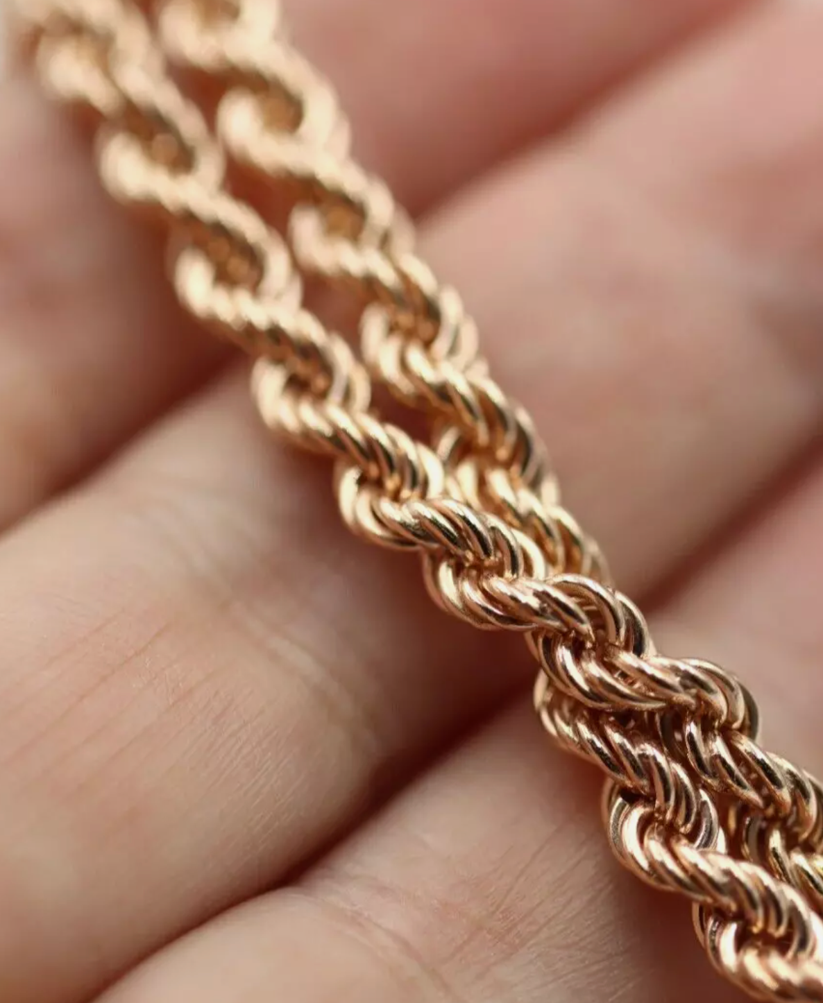 Genuine 9ct 9k Rose  Gold Solid Rope Chain 26.9grams 4.4mm Wide 42cm