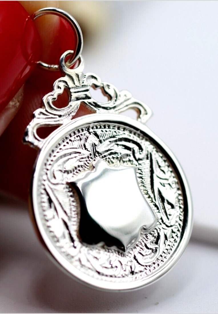 Genuine Sterling Silver 925 Shield Medal Pendant Or Charm