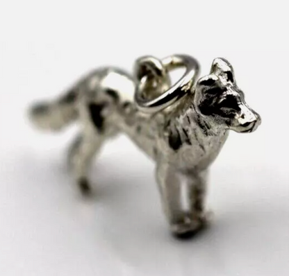 Sterling Silver 925 Large 3D Alsatian Dog German Shepherd Pendant