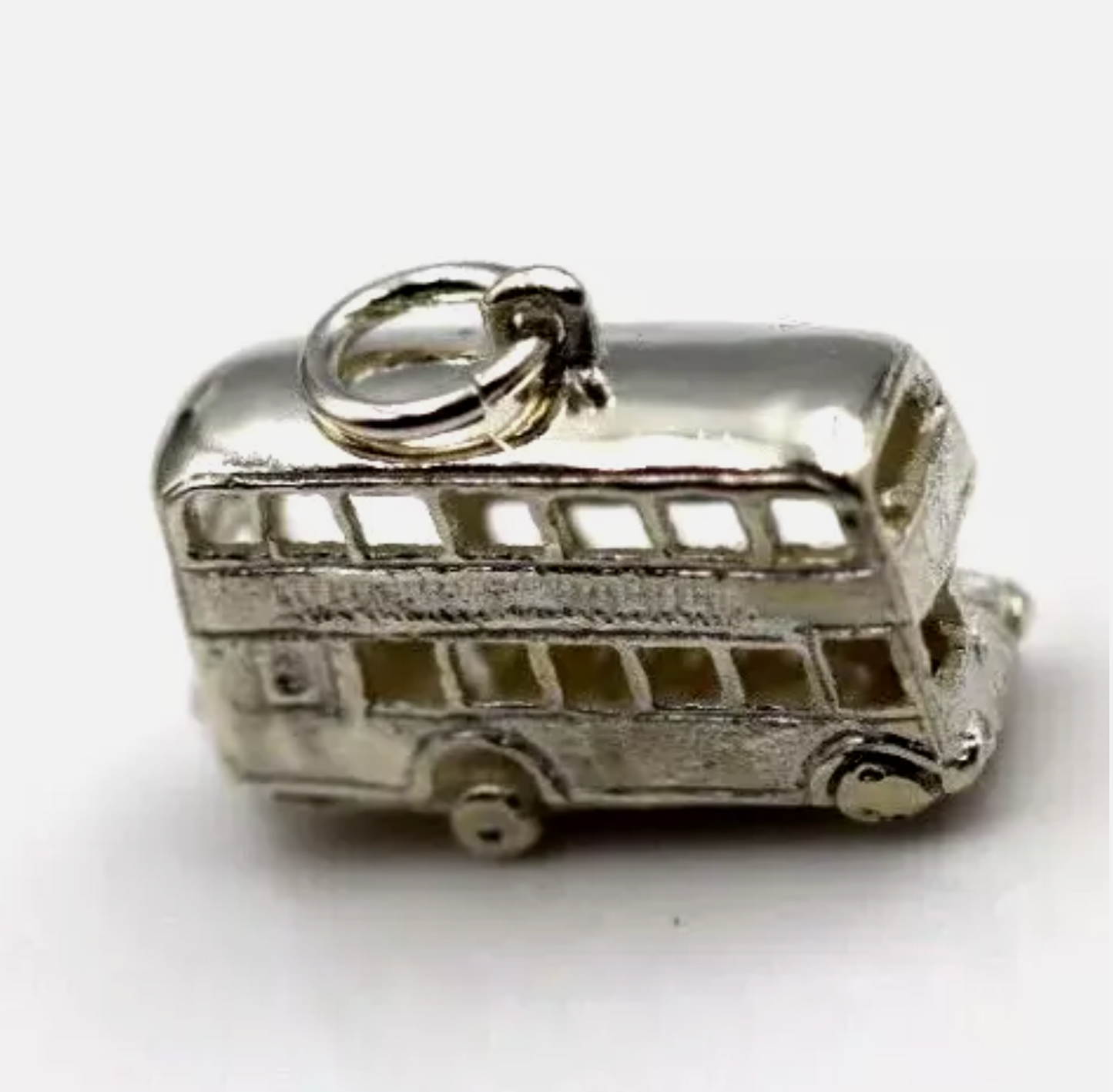 Sterling Silver 925 or 9ct Yellow Gold Double Decker Bus Opening Charm Pendant