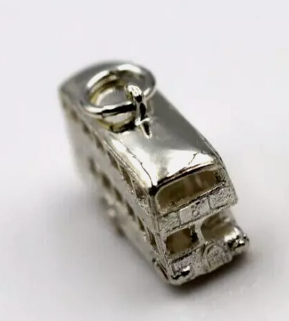 Sterling Silver 925 or 9ct Yellow Gold Double Decker Bus Opening Charm Pendant