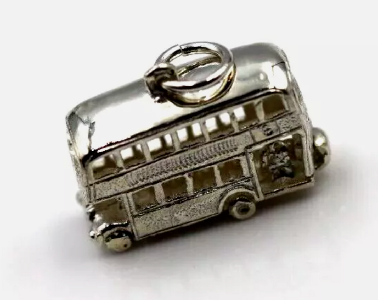 Sterling Silver 925 or 9ct Yellow Gold Double Decker Bus Opening Charm Pendant