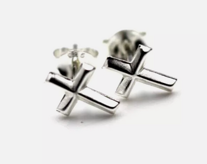 Kaedesigns, Sterling Silver 925 Cross Stud Studs Earrings