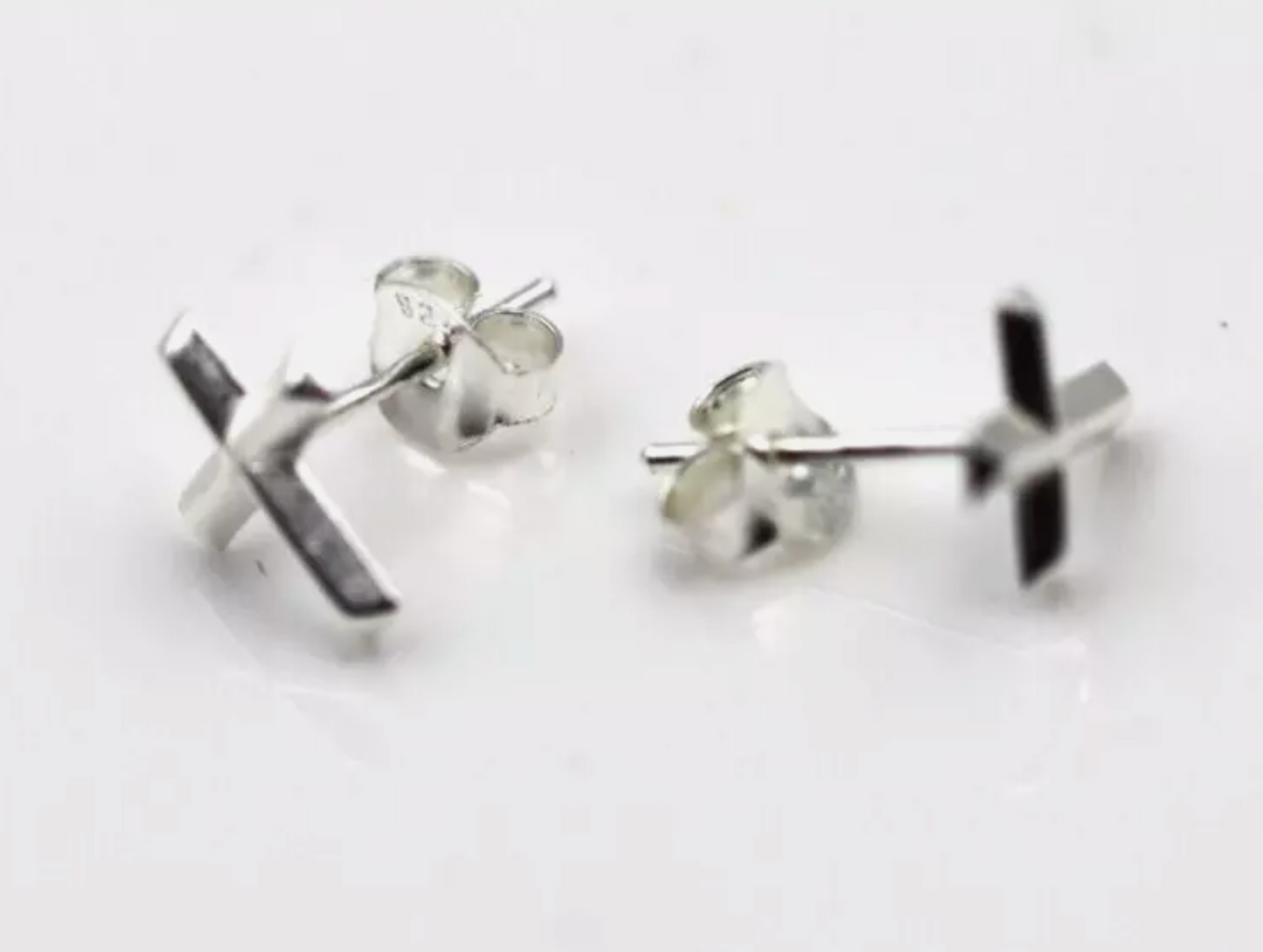 Kaedesigns, Sterling Silver 925 Cross Stud Studs Earrings