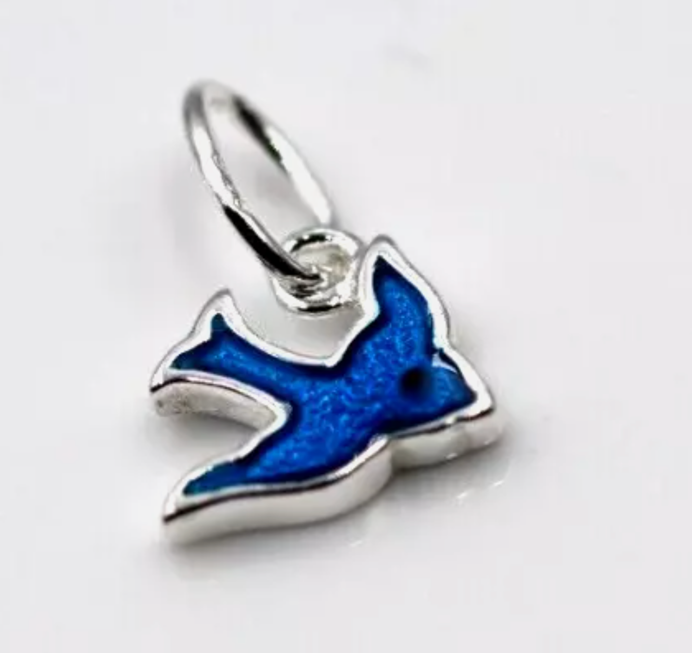 Sterling Silver 925 Enamel Blue Bird Pendant / Charm