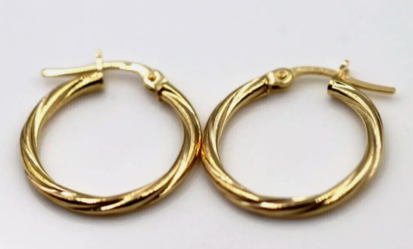 Genuine 9ct 9K Yellow Gold 19mm Twisted Hoop Round Earrings