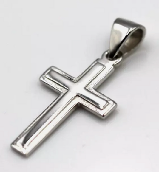 Genuine 9ct 9K Platinum PL 950 Plain Cross Pendant