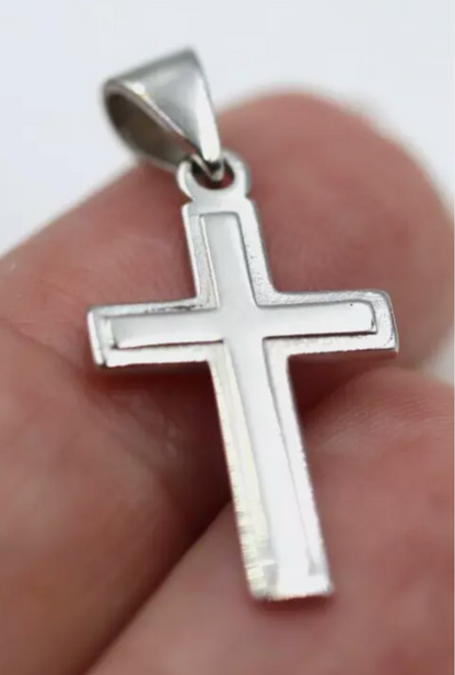 Genuine 9ct 9K Platinum PL 950 Plain Cross Pendant