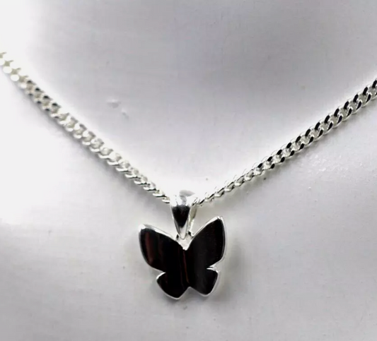 Sterling Silver 925 Butterfly Pendant + Chain Necklace 40cm Long