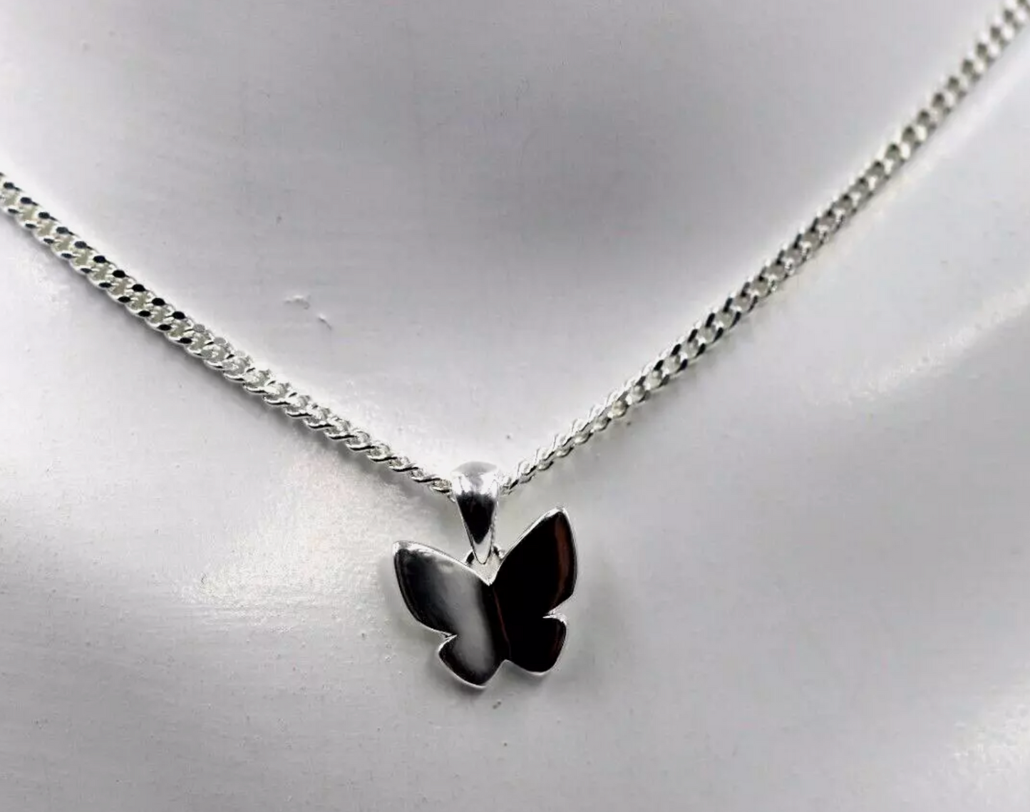 Sterling Silver 925 Butterfly Pendant + Chain Necklace 40cm Long