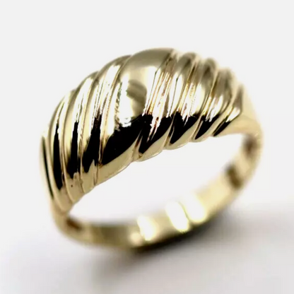 Size K Genuine Wide 9ct 9k Yellow, Rose or White Gold Gold Ridged Dome Ring