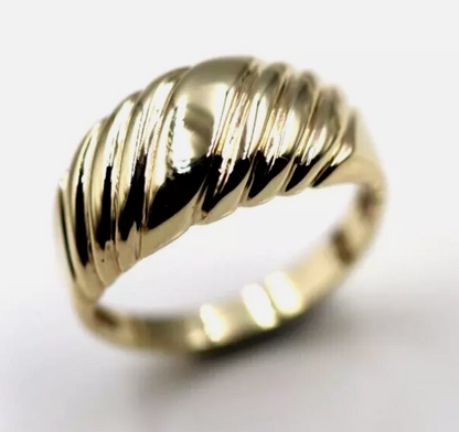 Size K Genuine Wide 9ct 9k Yellow, Rose or White Gold Gold Ridged Dome Ring