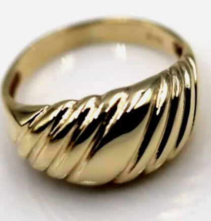 Size K Genuine Wide 9ct 9k Yellow, Rose or White Gold Gold Ridged Dome Ring