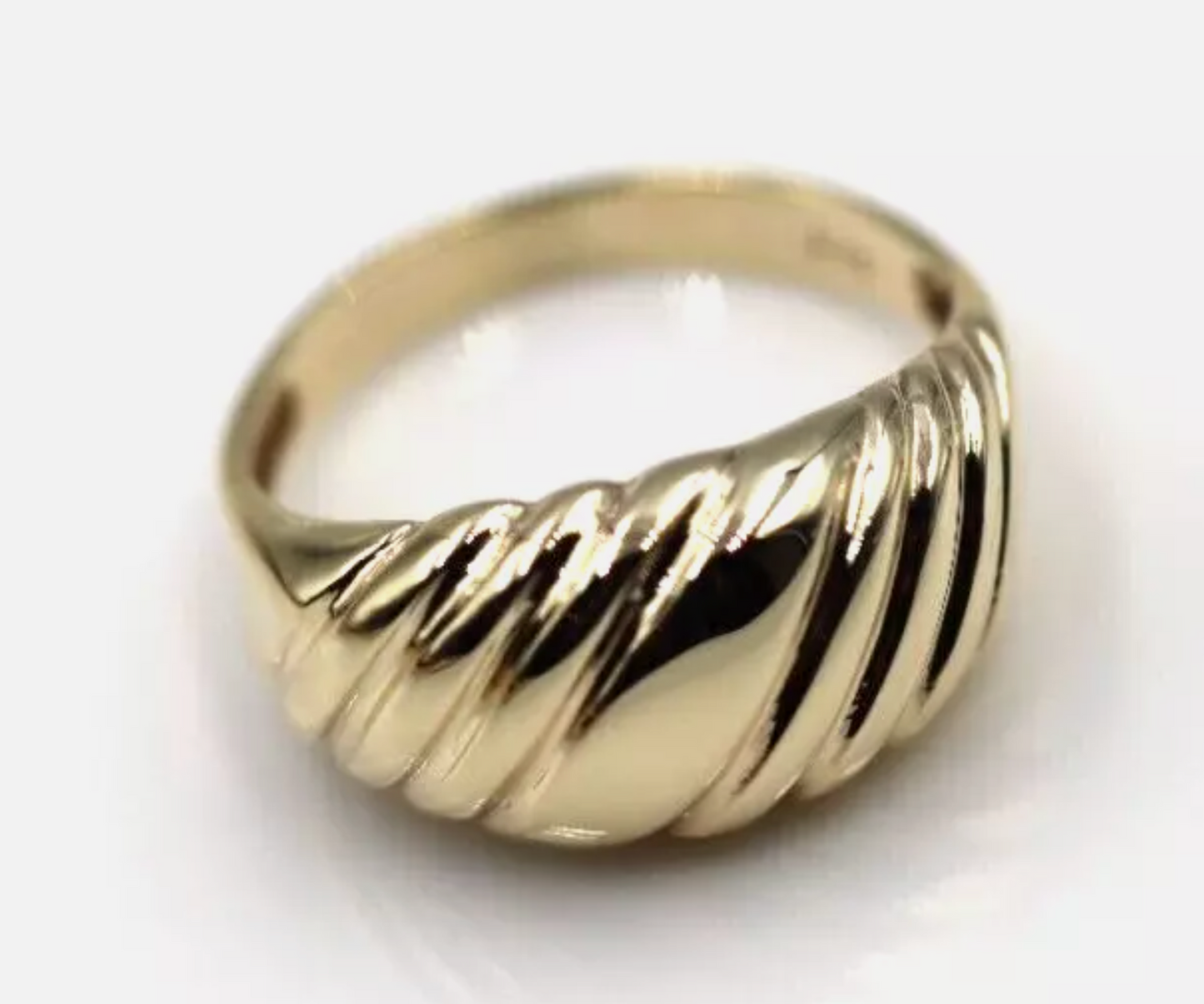 Size K Genuine Wide 9ct 9k Yellow, Rose or White Gold Gold Ridged Dome Ring