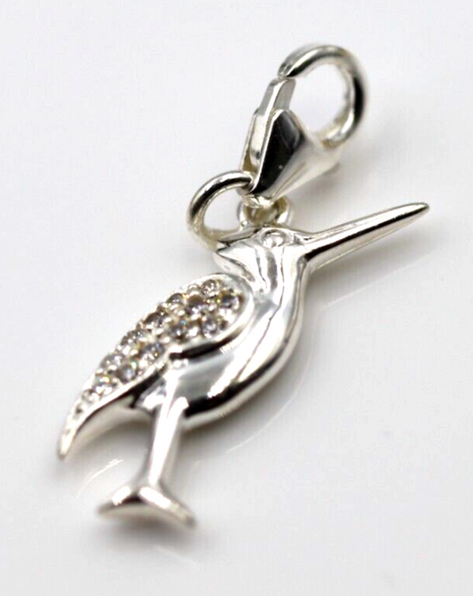 Sterling Silver 925 CZ Bird Charm / Pendant + Lobster Clasp