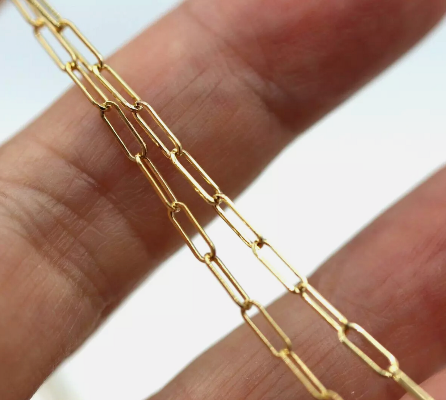 Genuine 9ct 9K Yellow Gold Fine Paperclip Necklace Chain 47cm 2.7g