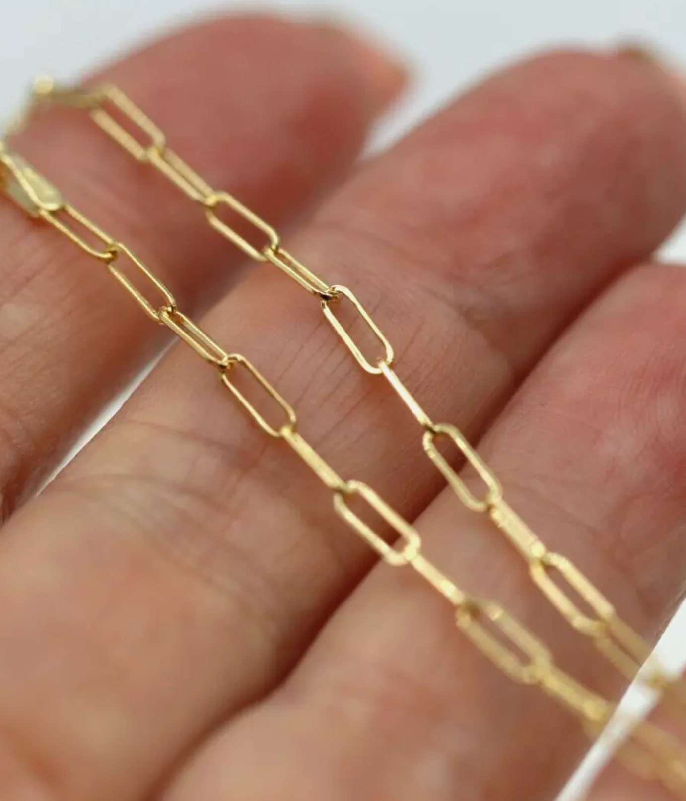 Genuine 9ct 9K Yellow Gold Fine Paperclip Necklace Chain 47cm 2.7g