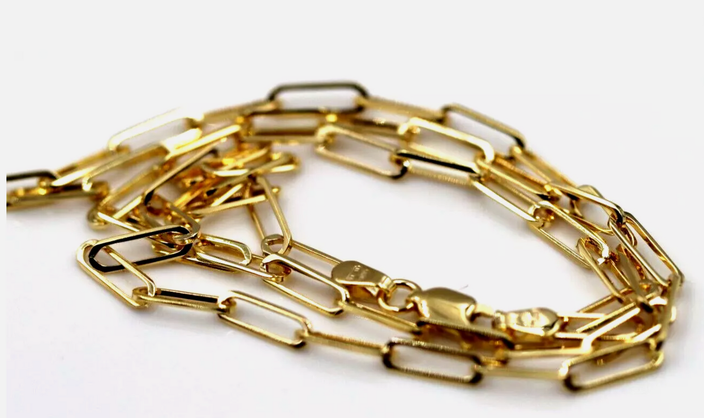Genuine 9ct 9K 375 Yellow Gold Paperclip Necklace Chain 46cm 5.3g