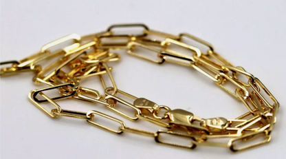 Genuine 9ct 9K 375 Yellow Gold Paperclip Necklace Chain 46cm 5.3g