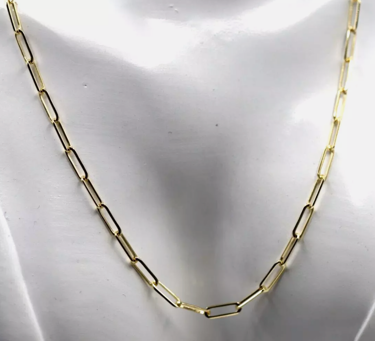 Genuine 9ct 9K 375 Yellow Gold Paperclip Necklace Chain 46cm 5.3g