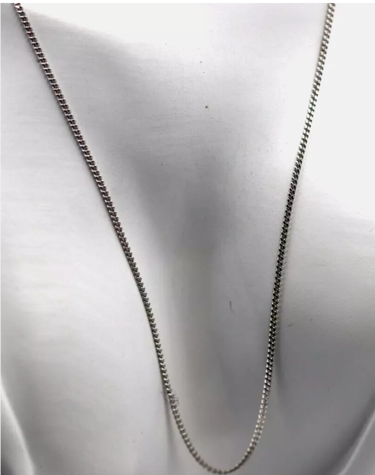 Genuine 9ct 9k 375 White Gold Kerb Curb Chain 65cm 1.3mm 4.1g