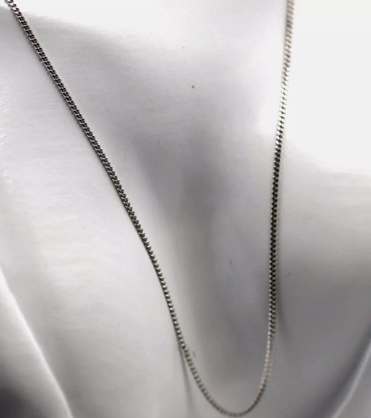 Genuine 9ct 9k 375 White Gold Kerb Curb Chain 65cm 1.3mm 4.1g