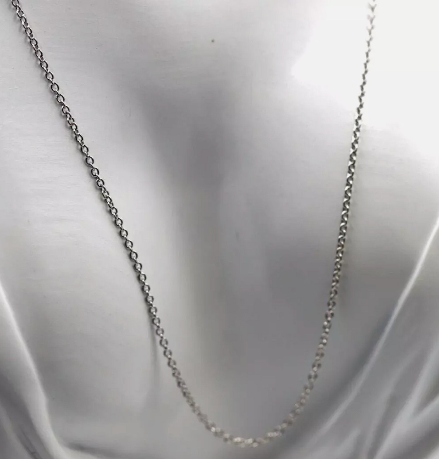 Genuine 9ct 9k 375 White Gold Necklace Cable Chain 65cm 1mm 4g