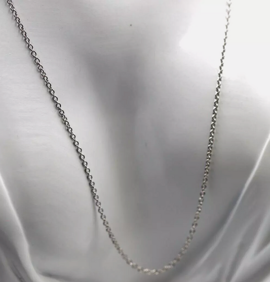 Genuine 9ct 9k 375 White Gold Necklace Cable Chain 65cm 1mm 4g