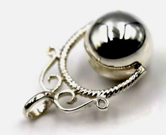 Genuine Large Sterling Silver 925 14mm Ball Spinner Pendant