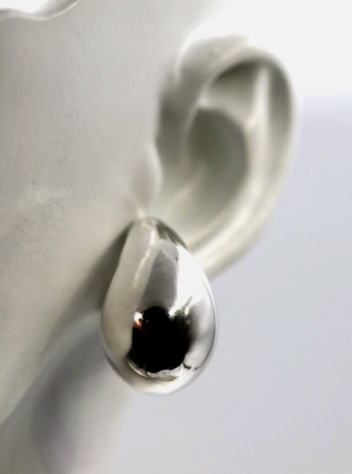 Genuine Large Sterling Silver 925 Bubble Teardrop Tear Drop Droplet Stud Earrings