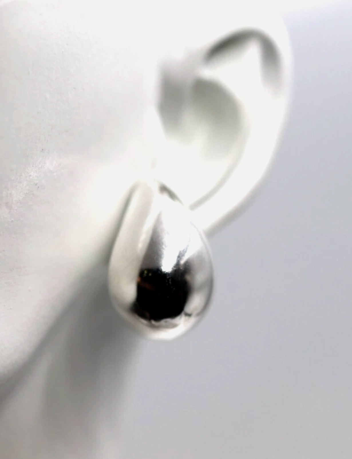 Genuine Large Sterling Silver 925 Bubble Teardrop Tear Drop Droplet Stud Earrings